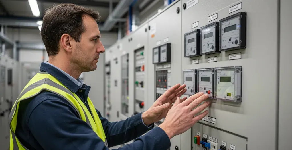 Responsable technique observant compteurs électriques industriels tarif vert entreprise